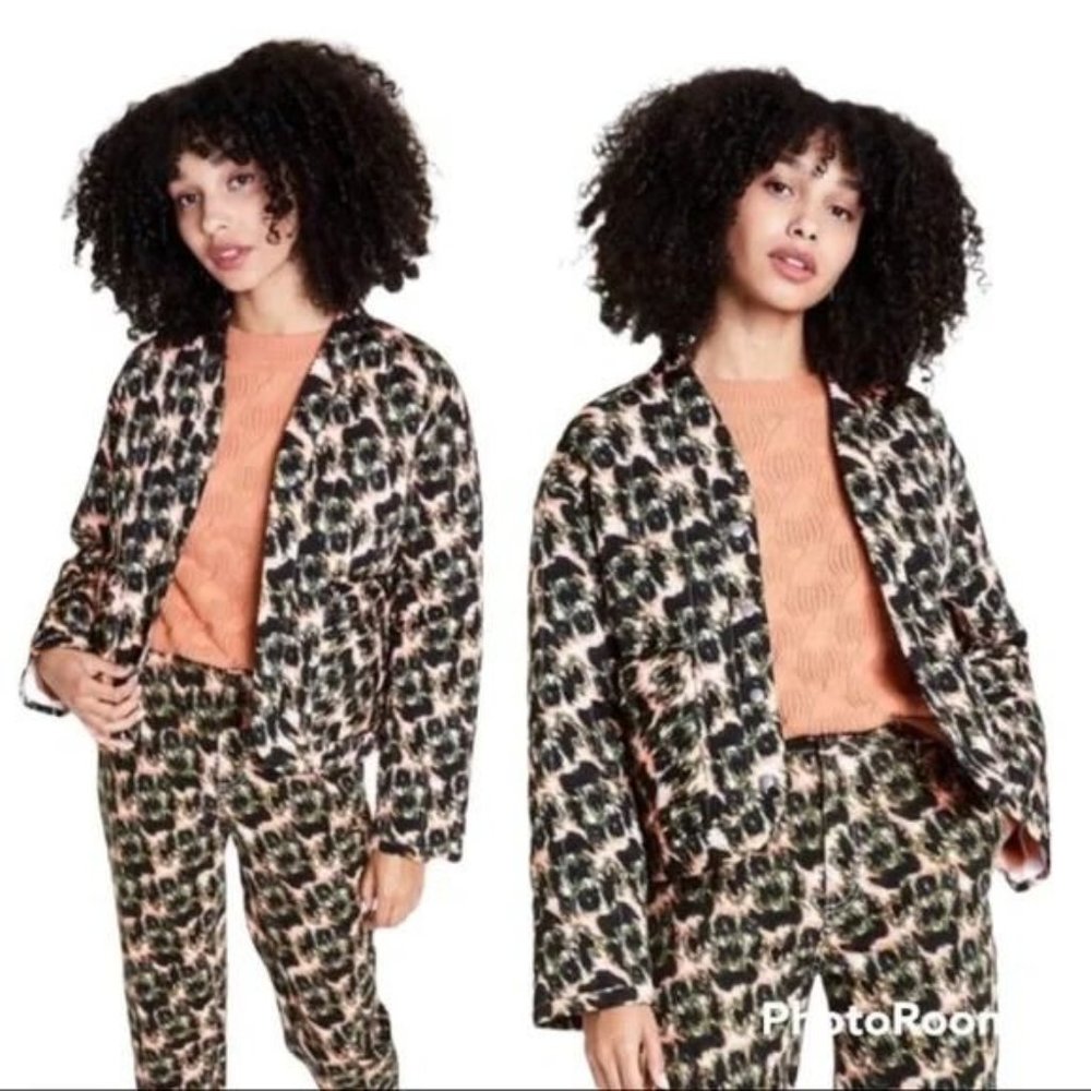 Rachel Comey Quilted Jacket Green, Black, & Pink Animal Print